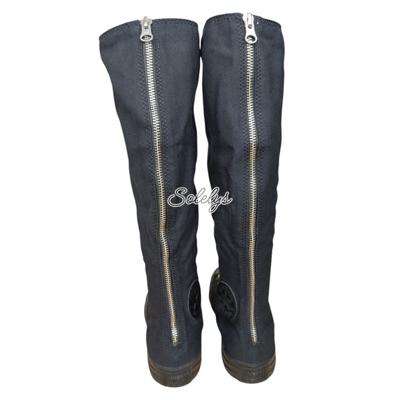 Converse CTAS XXHI Black Yellow Custom Elastic Lace Knee High Sneaker Womens 8.5 - Picture 3 of 10